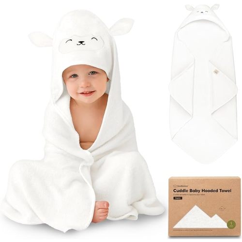 KeaBabies Baby Hooded Towel - Viscose Derived from Bamboo Baby Towel, Toddler Bath Towel, Infant Towels, Large Hooded Towel, Organic Baby Towels with Hood for Girls, Babies, Newborn Boys(Lamb) - Regular