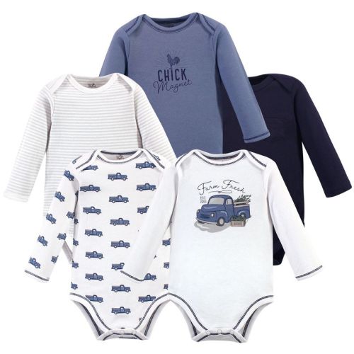 Touched By Nature Baby Boy Organic Cotton Long-sleeve Bodysuits 5pk, Truck, 3-6 Months