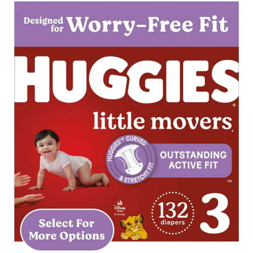 Huggies Little Movers Baby Diapers, Size 3, 132 Ct (Select for More Options)