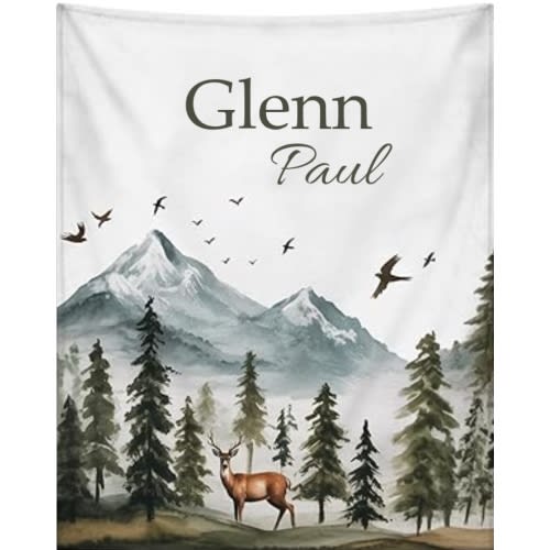 Personalized Baby Blanket for Boys Girls Custom Baby Blanket with Name Newborn Expect Mom Toddlers Kids Customized Gifts for Baby Shower Birthday Christmas Super Soft Cozy Flannel Bed Throw Blanket