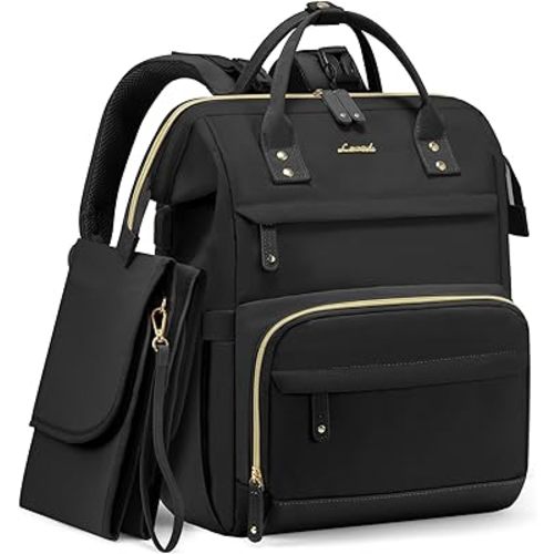 LOVEVOOK Diaper Bag Backpack, Baby Bag with Changing Station, Large Diaper Backpack for Moms Dads, Waterproof Leather Accents Baby Boy and Girl Bag for Travel Baby Essentials, Black