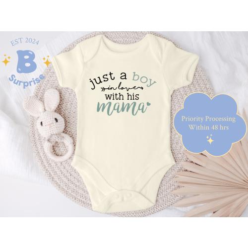 Just a Boy in Love with His Mama - Baby Boy Onesie® - Cute Baby Shower Gift