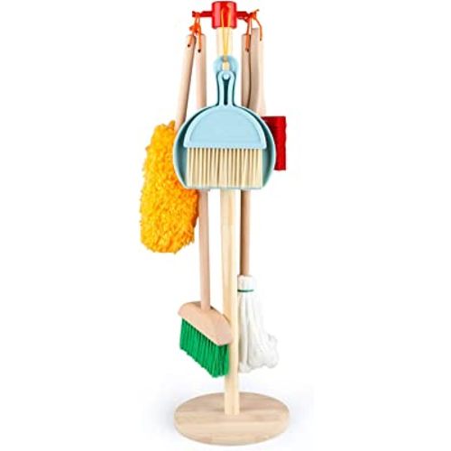 FOPNETS Kids Cleaning Set Toys 7 Piece Cleaning Toys for Toddlers Pretend Play Cleaning Tools for Kids Wooden Detachable Housekeeping Broom Dustpan Duster Brush Mop