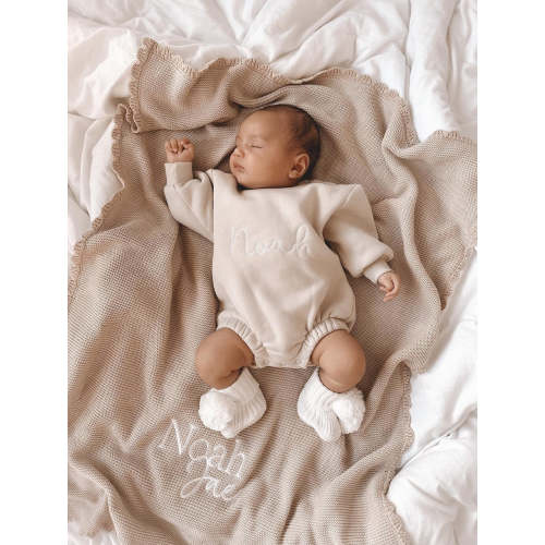 SCALLOP PERSONALISED BABY BLANKET | BEIGE