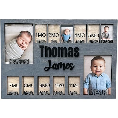 Newborn picture frame - 12 months photo display - Personalized frame - Gift for new mom - Baby photo album- Baby portrait (Newborn)