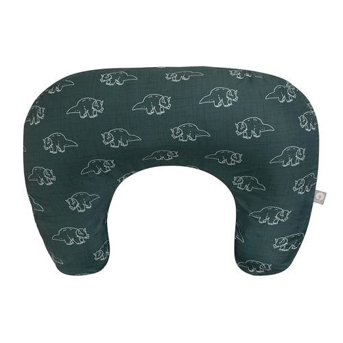 Boppy Nursing Pillow - Ergonomic Bottle & Breastfeeding Pillow with High, Firm, Large Area, Water-Repellent with Washable Cover; Baby Safety Alliance Verified - Forest Green Dinos
