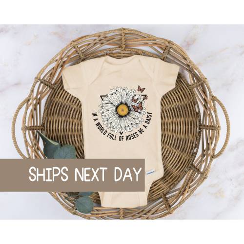 Be a Daisy Baby Bodysuit®, Positive Quote Baby Shower Gift®, Boho Baby Onesie®, Natural Girls Bodysuit, Inspirational Saying Onesie®