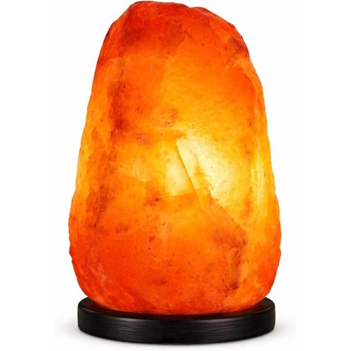 Himalayan Dimmable, Natural Himalayan Crystal Rock Salt Lamp Pink Light, Hand Crafted Wooden Base Direct from Foothills of The Himalayas Home Decor, Night Light & Gifts