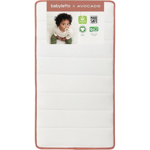Babyletto Avocado Baby Crib Mattress - GOTS, Made Safe, GREENGUARD Gold Certified - Dual Sided Infant & Toddler Mattress - Flippable & Breathable - ‎52 x 28.25 x 5.5 Inches for Standard Size Crib
