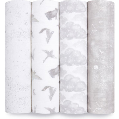 aden + anais 4-Pack Classic Swaddling Cloths, Map The Stars Grey