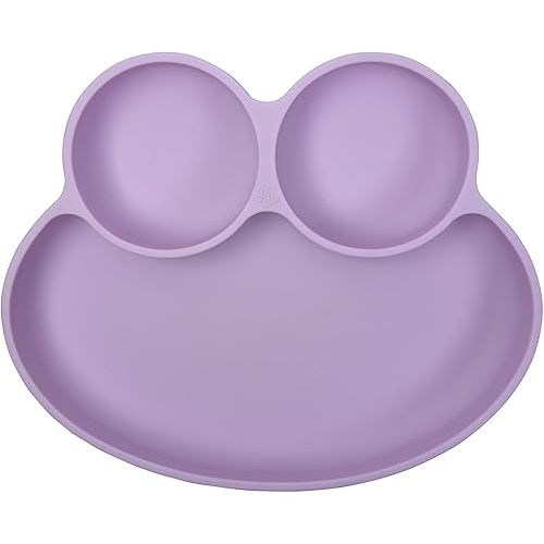 Abiie Octopod Frog Silicone Plates with Suction - Spill Proof, Easy to Clean - BPA-Free Bowl - Suction Plates for Baby and Toddler - Training & Feeding Divided Grip Dish (Pink Lavender)