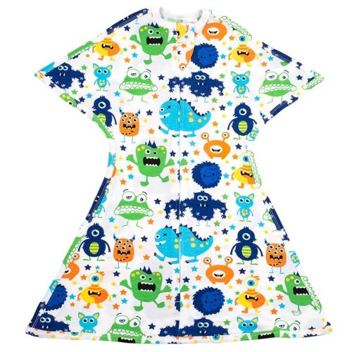 SleepingBaby Zipadee-Zip Transition Swaddle - Cozy Baby Swaddle Blanket with Zipper Convenience - Roomy Wearable Blanket for Easy Diaper Changes - Monster Madness, Large (12-24 Month)