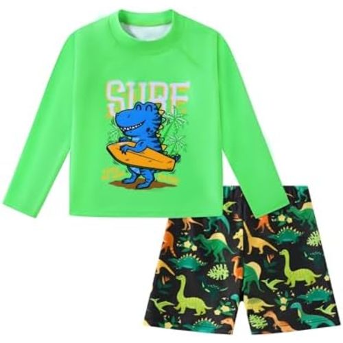 Toddler Baby Boys Swimsuit Long Sleeved Rashguard UPF 50+ Top and Shorts Bathing Suit for 1-6 Years
