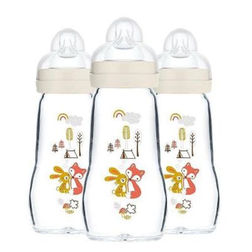 Mam Feel Good Glass Baby Bottle - Cream - 9oz