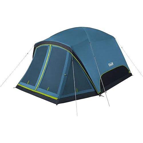 Coleman Skydome Camping Tent with Dark Room Technology and Screened Porch, Weatherproof 4/6 Person Tent Blocks 90% of Sunlight, Sets Up in 5 Minutes, and Includes Extra Storage/Sleeping Place