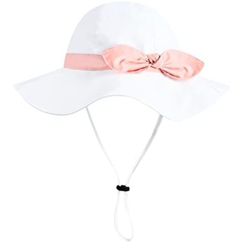 Baby Girl Sun Hat with UPF 50+ Outdoor Adjustable Beach Hat with Wide Brim Bucket Hats