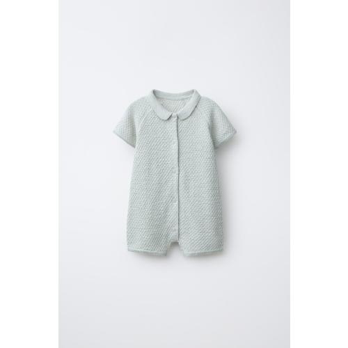 TEXTURED KNIT SHORT JUMPSUIT - Pastel green | ZARA United States