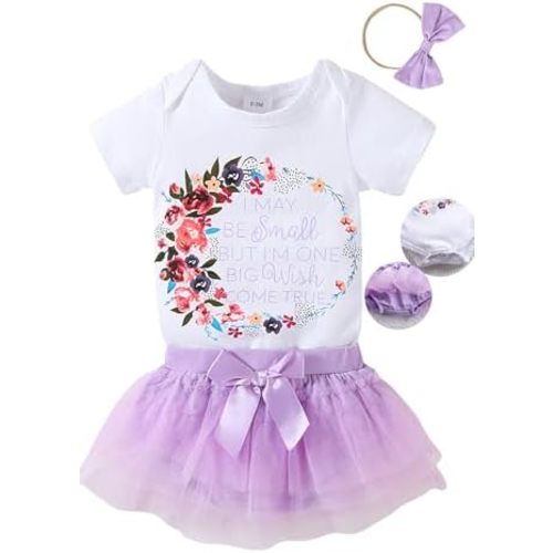QITUDATEY Baby Girls Skirt Set Newborn Letter Romper + Tutu Dress + Headband Clothes Infant Girl Outfits 0 3 6 9 12 18 Months