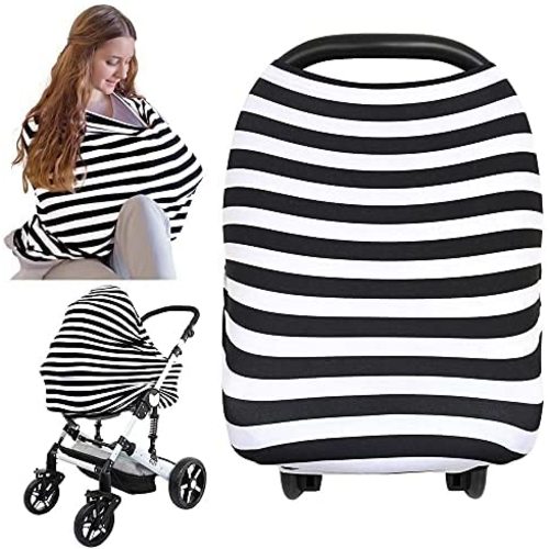Baby Car Seat Cover - Car Seat Covers for Babies - All-in-1 Nursing Cover - Infant Car Seat Cover - Carseat Cover Boy - Carseat Cover Girls - Shopping Cart Cover (BFF Black)