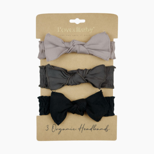 L'ovedbaby Organic Smocked Headband 3-Pack - Gray For Days, 0-12m