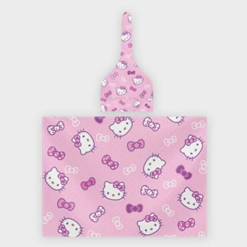 Hello Kitty 2-Pack Baby Newborn Swaddle Blanket and Hat Set 29" x 40" Large Stretch Newborn Swaddle Blanket with Hat Soft Swaddling Blanket Suitable for Newborn Boys and Girls Necessities