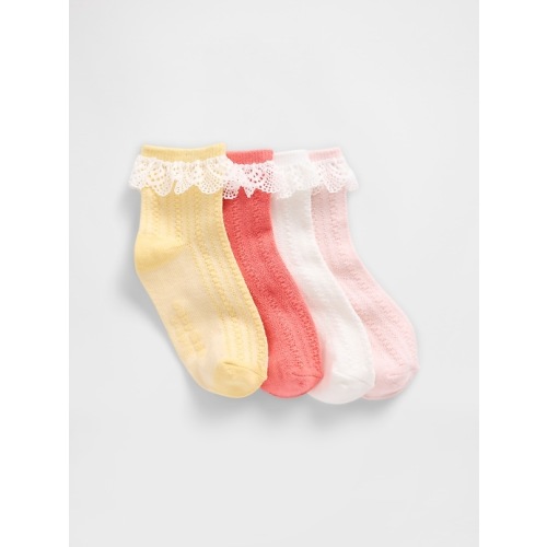 Baby & Toddler Lace-Trim Quarter Crew Socks