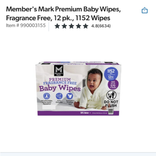Member's Mark Premium Baby Wipes, Fragrance Free, 12 pk., 1152 Wipes - Sam's Club