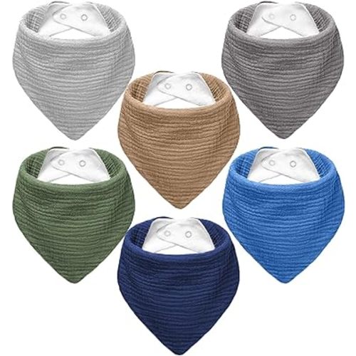 Muslin Baby Bibs,Baby Bandana Drool Bibs 100% Cotton for Baby Boy Girl,Solid Colors Bib for Drooling Teething