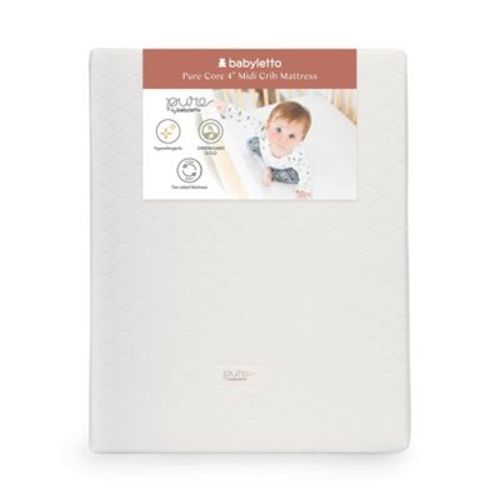 Babyletto Pure Core 4" Midi Crib Mattress with Hybrid Quilted Waterproof Cover