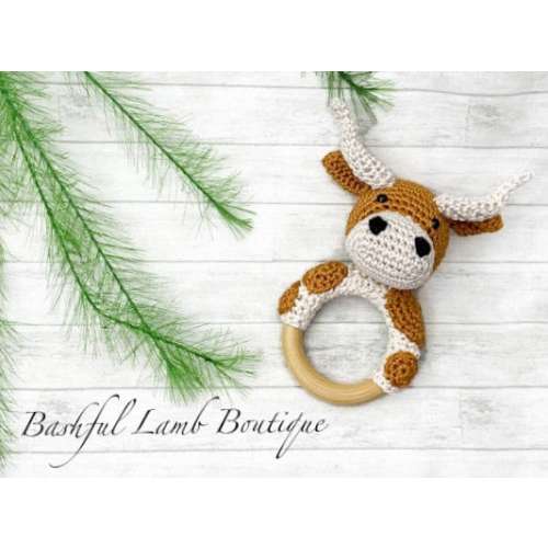 LONGHORN Baby Rattle Photo Prop, Birth Announcement