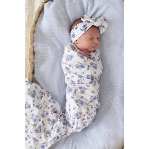 Sapphire Garden Personalized Swaddle Blanket | Caden Lane