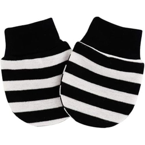 1 Pair Baby Anti Scratching Soft Cotton Gloves Newborn Infant Handguard Mittens Black and White Stripes Gloves and Mittens Accessories, Gloves and Mittens