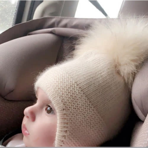 Cashmere Earflap Cashmere Baby Raccoon fur Pom Pom Hat