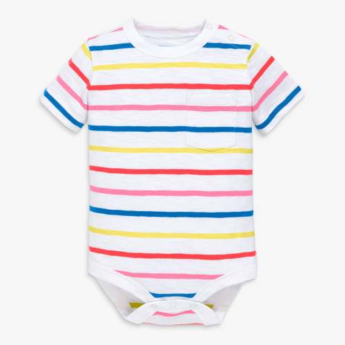 Short sleeve multi-stripe babysuit | Primary.com
