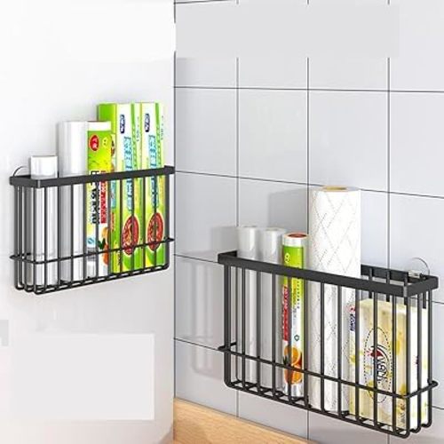 2PC Lid Organizers Inside Cabinet, Cabinet Door Organizer, Self-Adhesive Storage Box, Wall Mounted Metal Storage Boxes,Bathroom/Cabinet/Kitchen Items Organiser Storage Box
