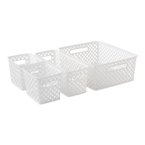 Mainstays 4-Piece White Decorative Storage Basket Set