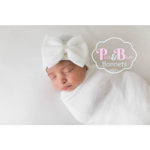 Baby Girl Newborn Hat with bow Newborn Baby Girl Hat baby hat hospital baby hat white hat white newborn hat with bow newborn baby girl hat