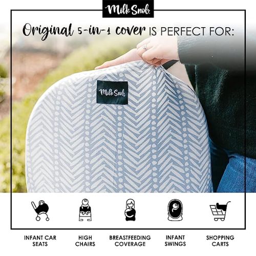 Milk Snob Original 5-in-1 Cover - Added Privacy for Breastfeeding, Baby Car Seat, Carrier, Stroller, High Chair, Shopping Cart, Lounger Canopy - Newborn Essentials, Nursing Top, Soho