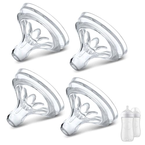 VANEST 4 Packs Silicone Bottle Nipples Compatible with Philips Avent Natural Bottle, Replacement Bottle Nipple BPA-Free, No Spill, Anti-Colic, 3+ Month (Flow 4)