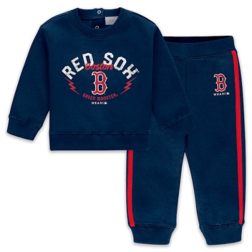 Newborn Boston Red Sox  WEAR by Erin Andrews Navy Fleece Crewneck and Pants Set