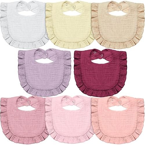 Lictin 8-Pack Muslin Baby Bibs,Bandana Drooling Bibs, Unisex Cotton Baby Bibs, Baby Bibs for Drooling and Teething
