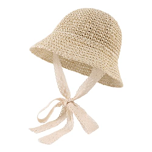Baby Girl Straw Hat Outdoor Baby Sun Protection Hats Summer Bowknot Beach Cap for Infant Toddler Girls