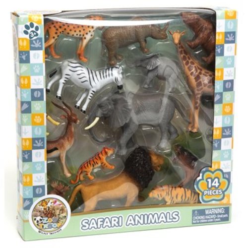 Zoo Troop Collectible Safari Animal Set – 14-Piece Wildlife Figures for Kids Ages 3+ & Collectors