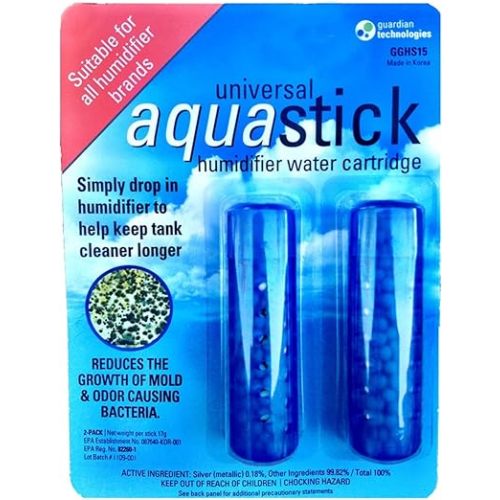 PureGuardian Aquastick, Universal, Genuine Guardian Technologies Antimicrobial Humidifier Treatment, Ultrasonic & Evaporative, Fits All Brands, Reduces Odors, 2 Count (One Pack of Two), GGHS15