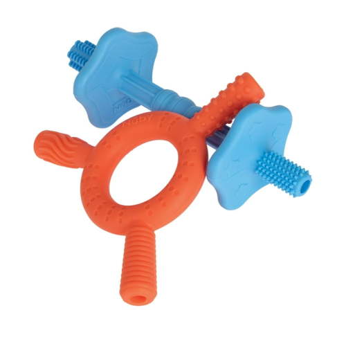 Nuby Sensory Silicone Tube Teethers for Babies, 2 Pack