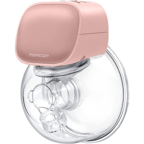 Momcozy 7-in-1 Wearable Portable Electric Hands-Free Single Breast Pump with 2 Modes & 5 Levels, Painless Breastfeeding Breastpump Worn in-Bra(Pink)