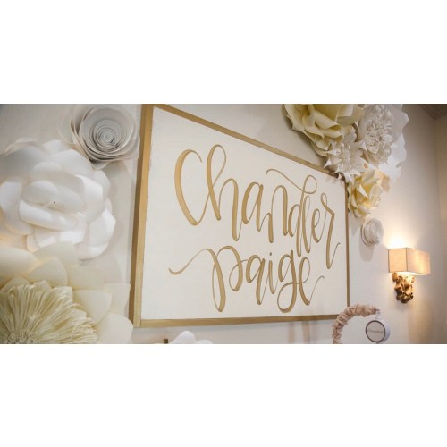 LARGE Girl Nursery Name Sign | Wall Decor | Boho Shabby Chic Nursery Decor | Gold | Flowers | Calligraphy Name Sign | Girl Bedroom