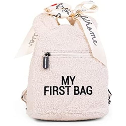 Childhome My First Bag, Cute Kids Backpack, Simple Modern Mini Bookbag for Toddler, Adjustable Straps & Easy Grip Zipper, Teddy Off White