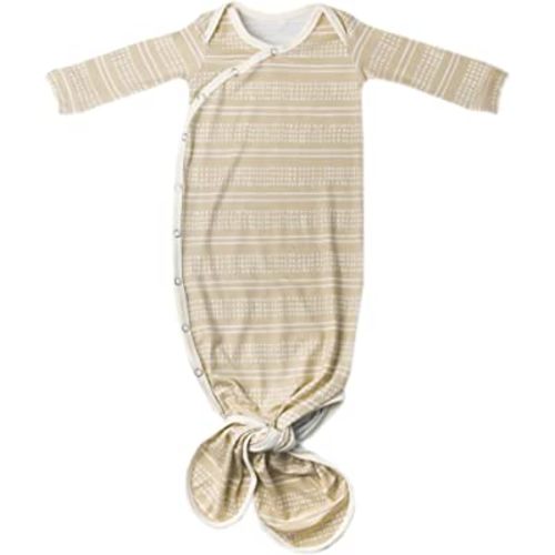Copper Pearl Baby Gown - Knotted Newborn Sleepers for Baby Boy and Girl, Soft Stretchy Long Sleeve Infant Gowns with Bottom Tie and Hand Mittens, Perfect Hospital Coming Home Outfit (Clay)