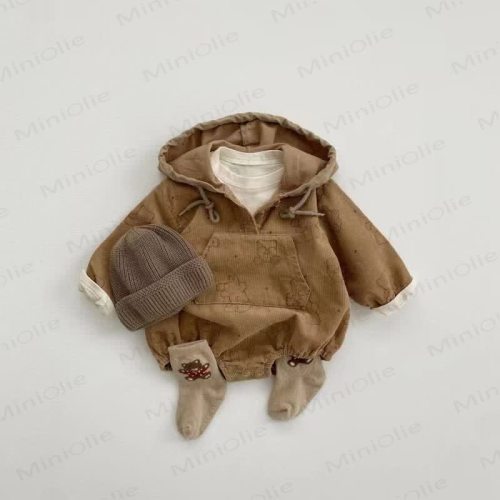 Baby Pocket Bear Hooded Bodysuit